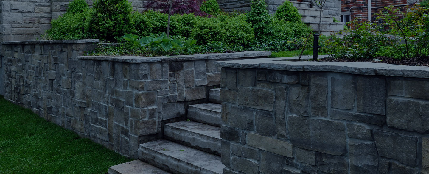close up of a stone retaining wall campobello sc